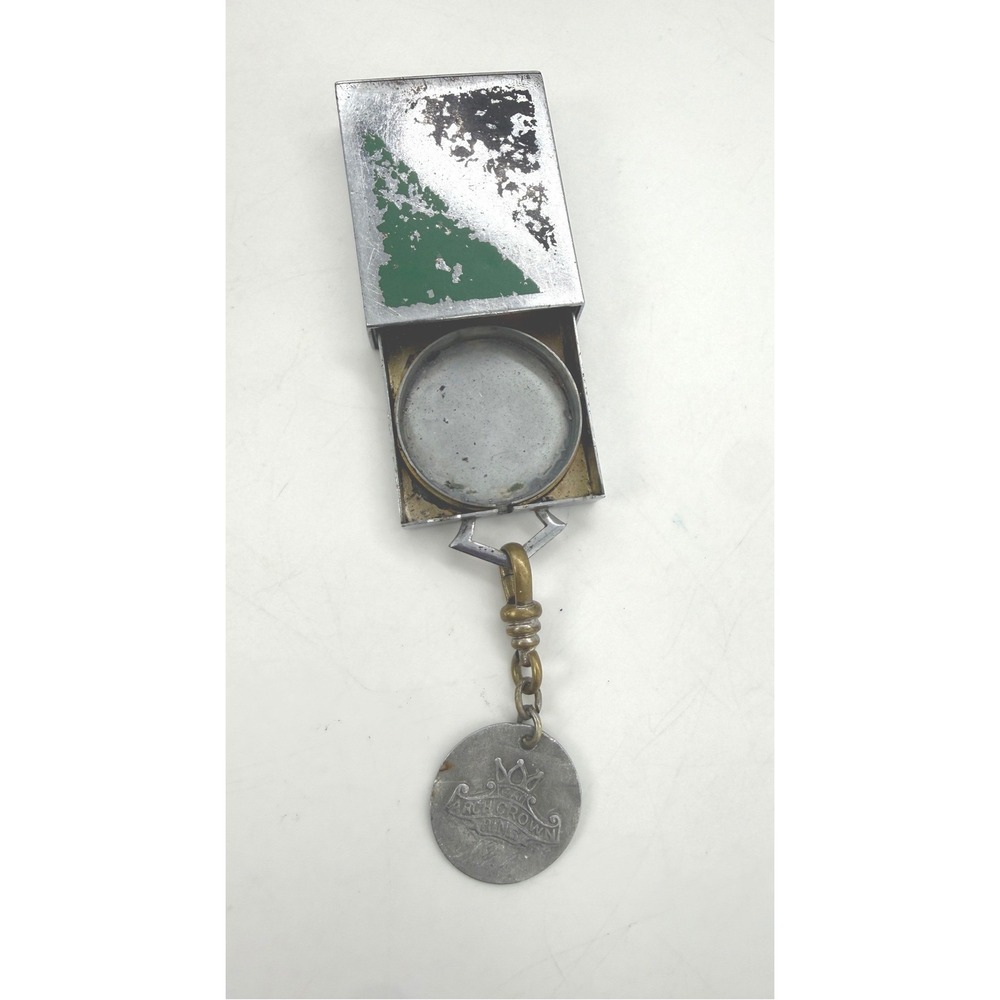 Vintage Trinket Arch Crown Tags Metal Ashtray Holder Pill Box Fob Keychain